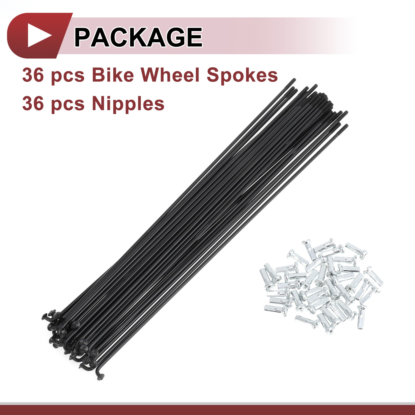 36 Set 14G Bicycle Spokes 197mm Bike Wheel Spokes Carbon Steel Black