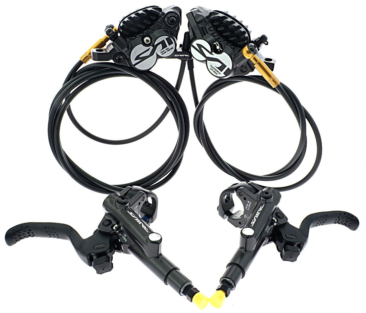 Shimano SAINT BL-M820-B BR-M820 4 Piston Brake Set w/Metal Fin Pads Front & Rear