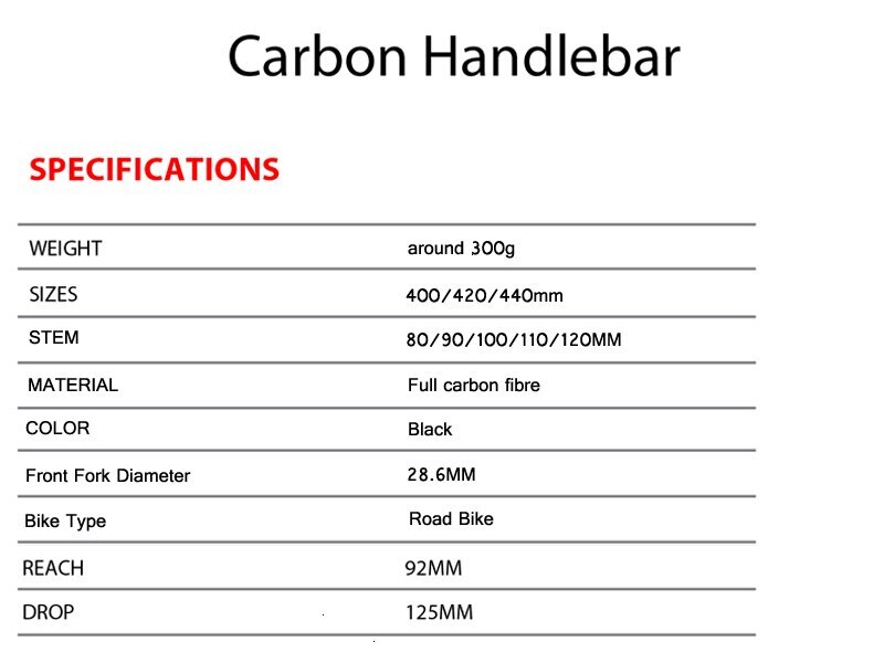 400/420/440mm Carbon Road Bike Integrated Handlebar Bicycle Bent Bars with Stem