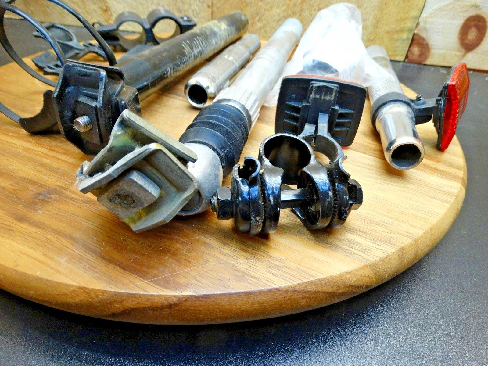 Lot of Assorted Bicycle Seat Posts & Other Parts
