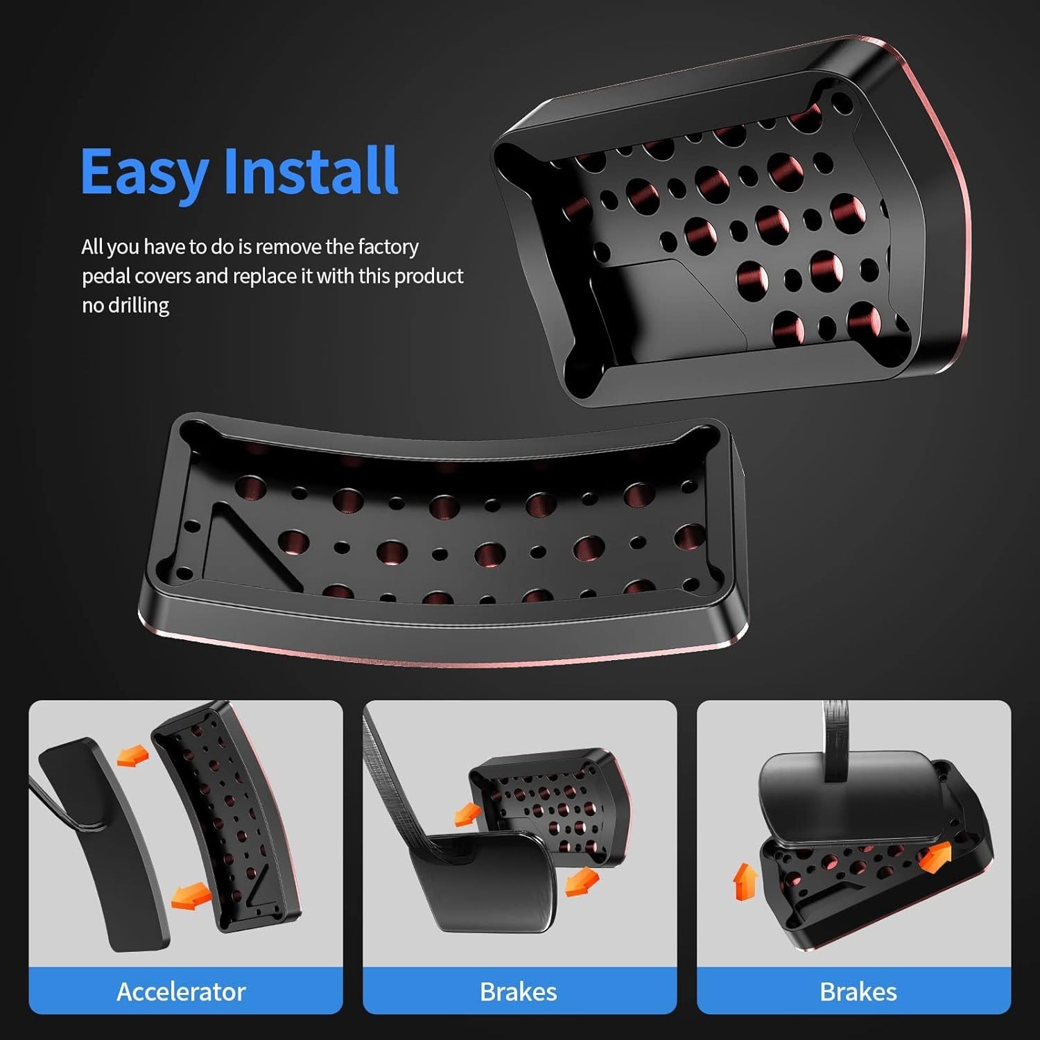 Car Pedal Cover for Jeep Grand Cherokee Dodge Durango Aluminum Alloy No Drilling
