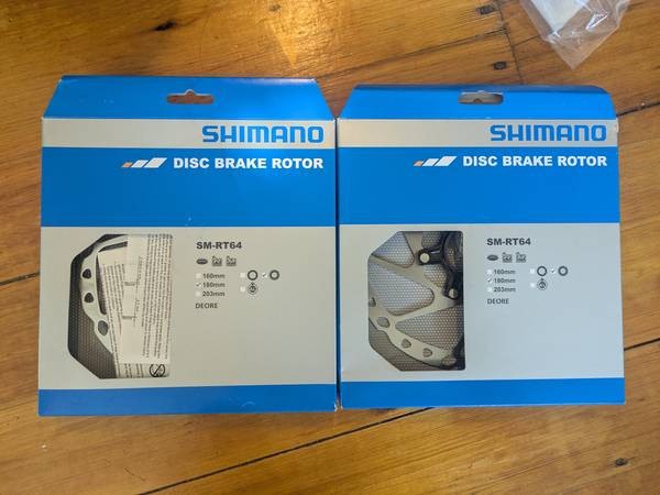 PAIR of Shimano SM-RT64 180mm Centerlock Brake Rotors