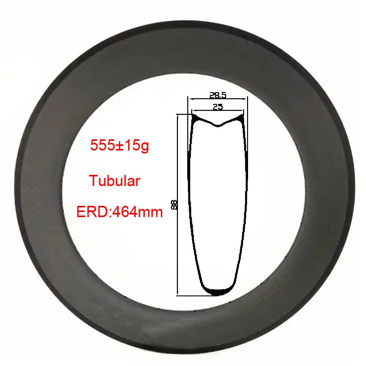 Road Bike Carbon Rims Tubular 12K Matte/Glossy V /Disc Brake Tubular Rings 2pcs