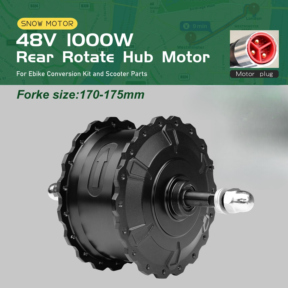 48V 1000W 20 24 26in Snow Fat E-bike Rear Brushless Hub Motor Dropout 170-175mm