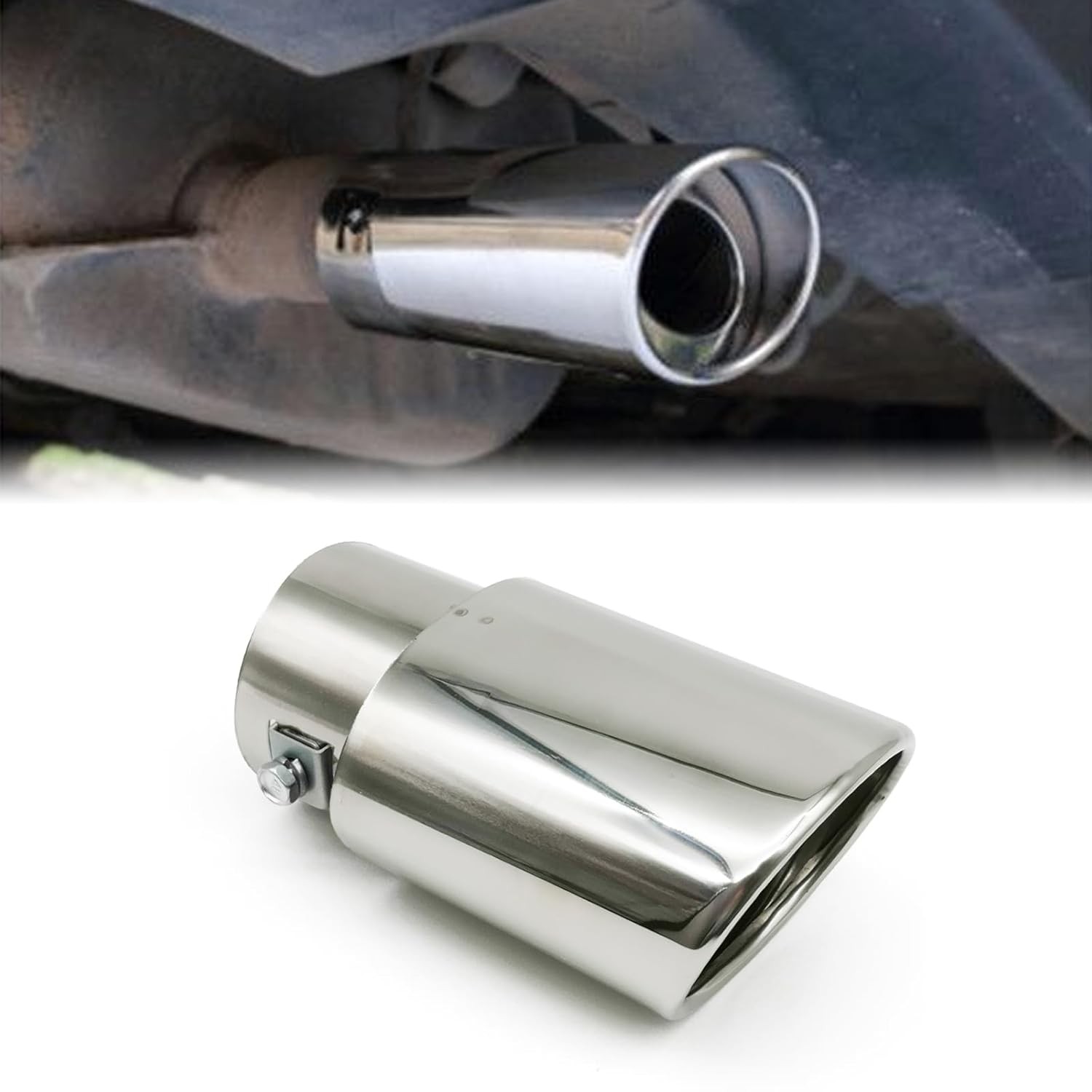 Stainless Steel Car Exhaust Tip 2.5″-3.3″ Adjustable Chrome Silver Straight