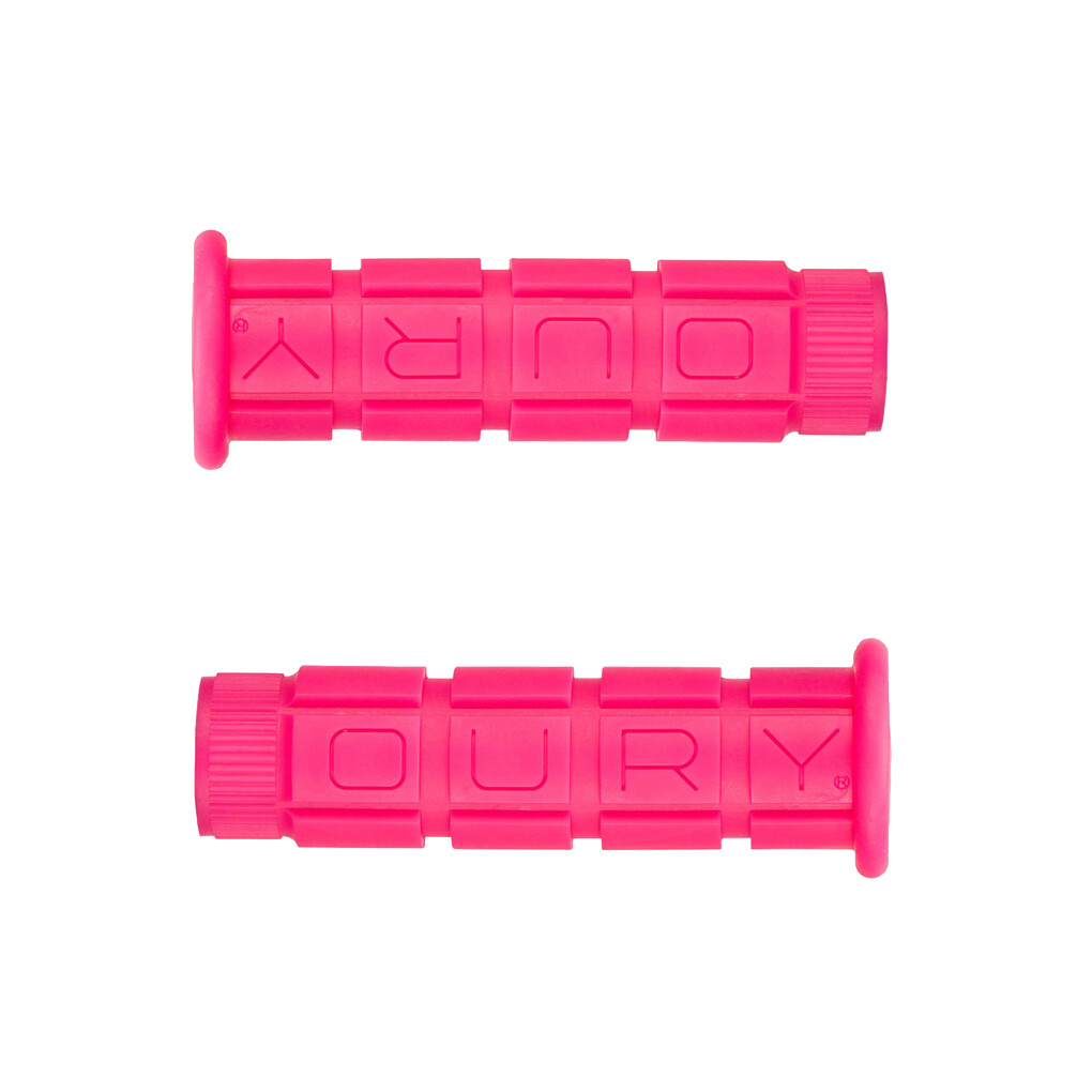 Oury Single Compound Grips – Neon Pink 114mm Length Flangeless Bike Grips