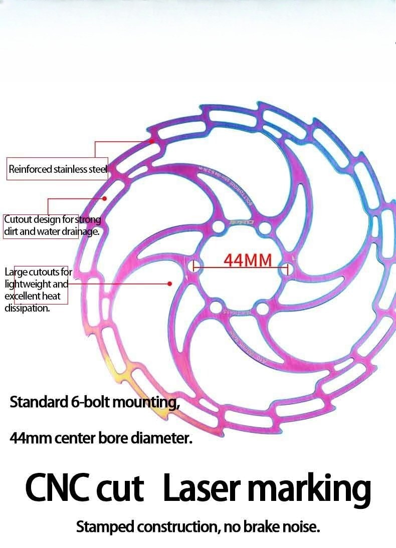 MTB Disc Brake Rotor Oil Slick 160 180 203mm 6-Bolt Hollow Lightweight