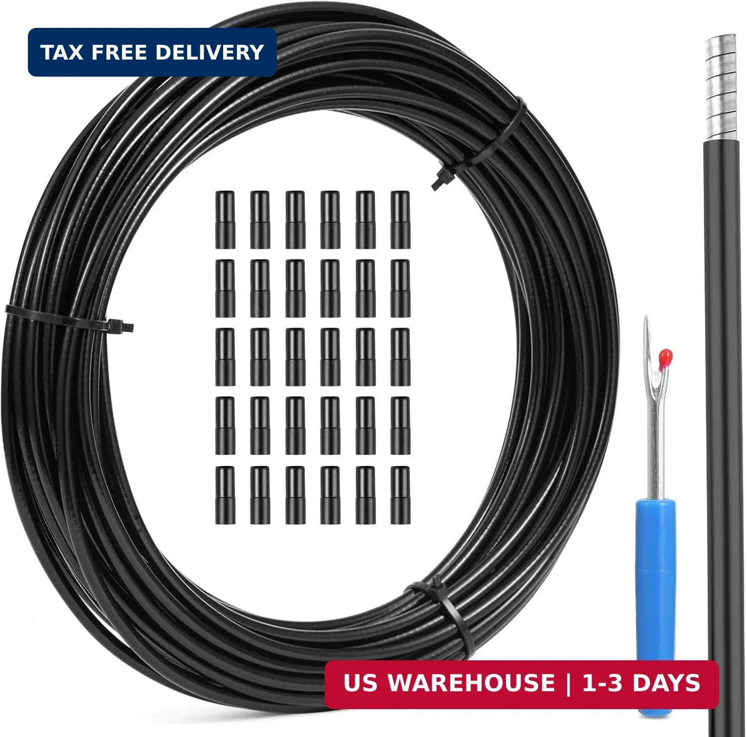 5mm x 50ft Bicycle / Bike Lined Brake Cable Housing, Black – Housing Only