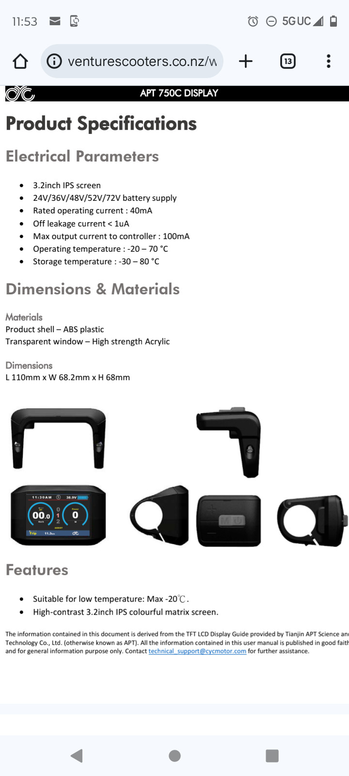 Bafang 750C Bluetooth Display For BBS01 BBS02 BBSHD Mid Drive 24-72 V UART *READ