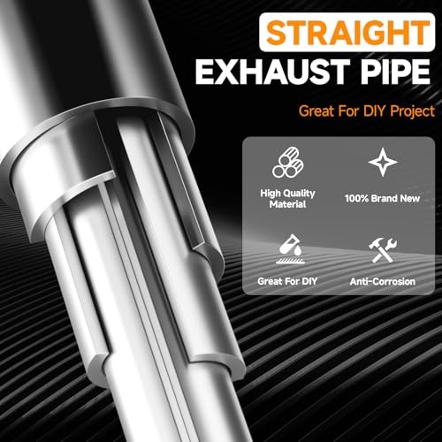 Straight Exhaust Pipe OD, Stainless Steel 50″ Long Mandrel 2.5″ 50 INCH