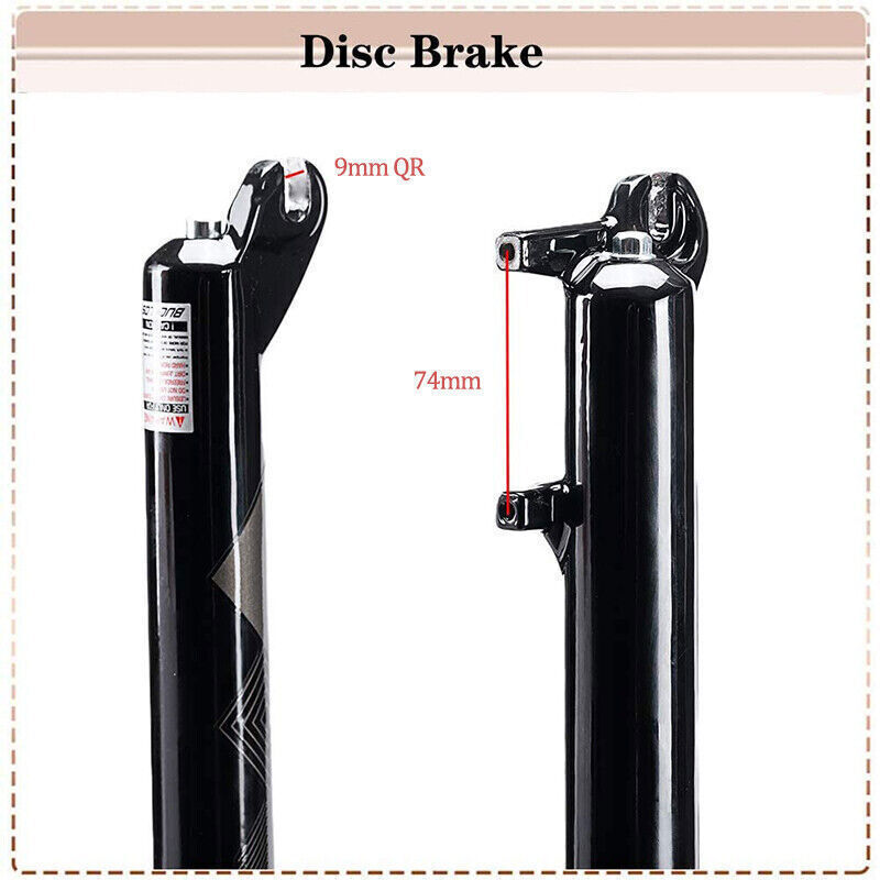 26″*4.0 QR Beach Oil Suspension Fat Fork 1-1/8″ Disc Brake Snow MTB Bicycle Fork
