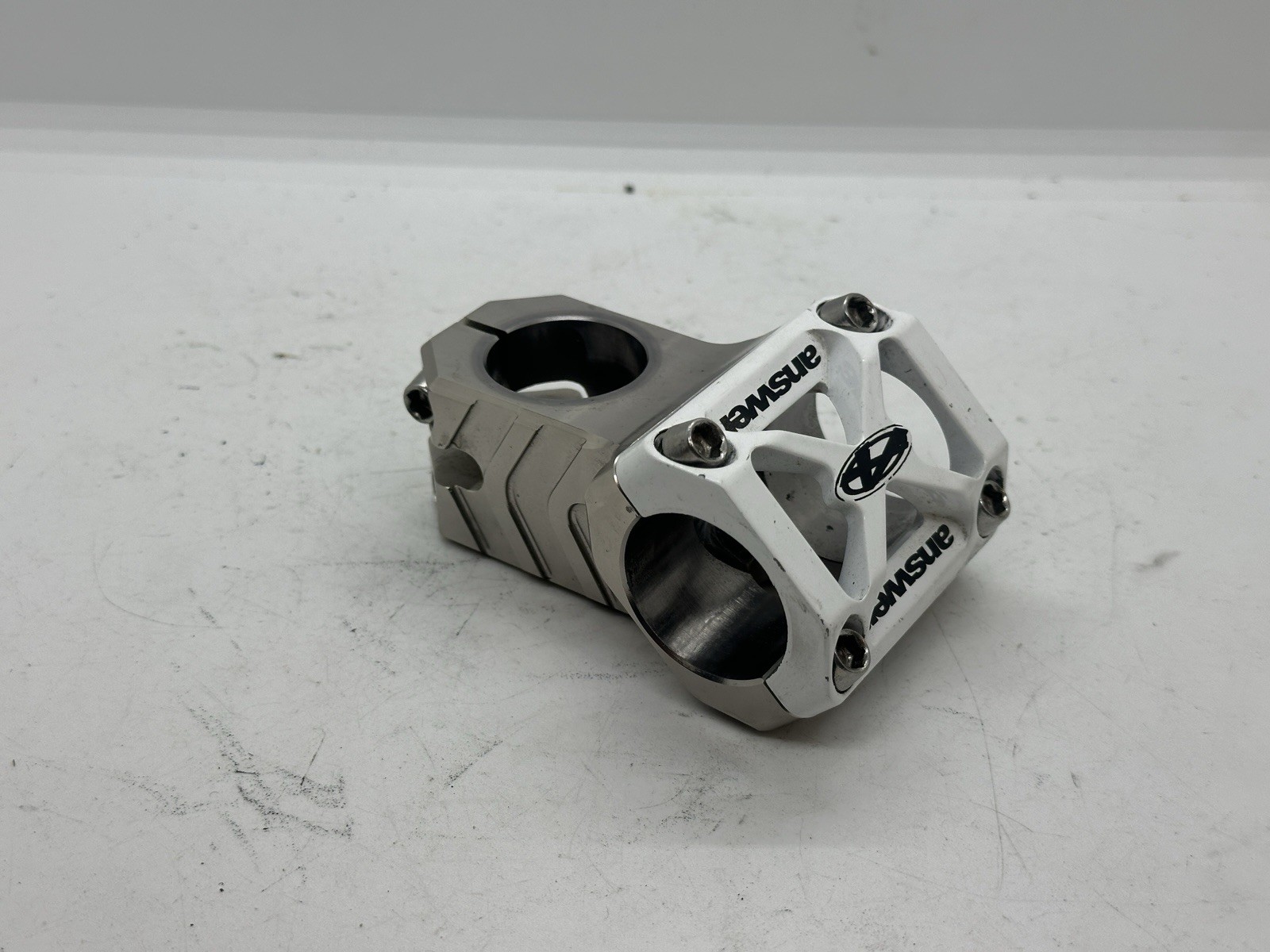 Answer CNC MTB Stem 50mm White Silver 31.8 Clamp 1 1/8 Threadless Mountain Bike