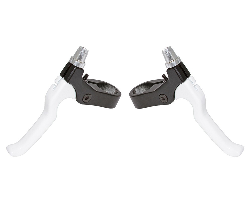 ALTA Bicycle 4 Finger Alloy 408 Bike Brake Lever Set Black/White 22.2mm Clamp