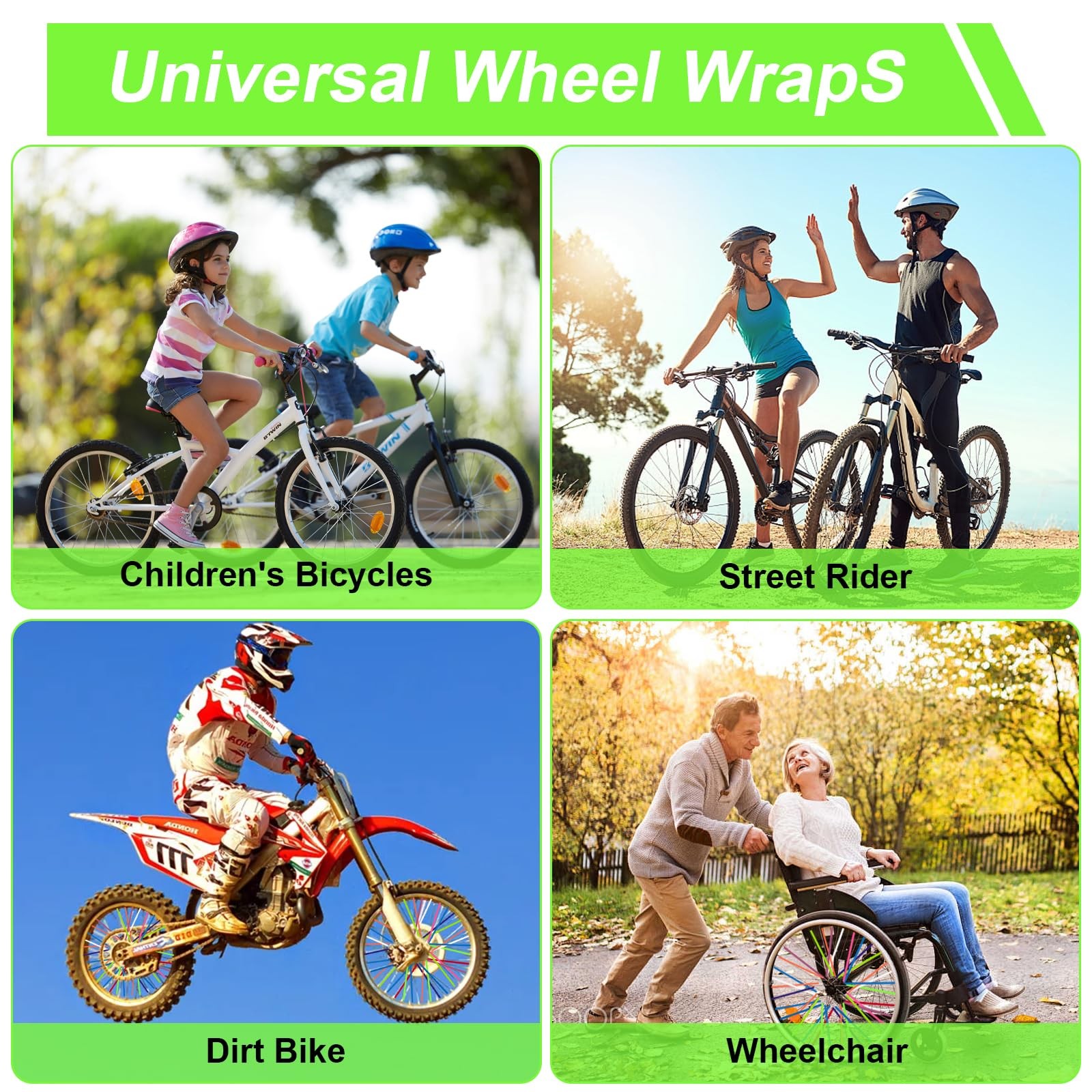 150 PCS Spoke Skins Covers 10 Colors 9.4 inches, 10 Mixed