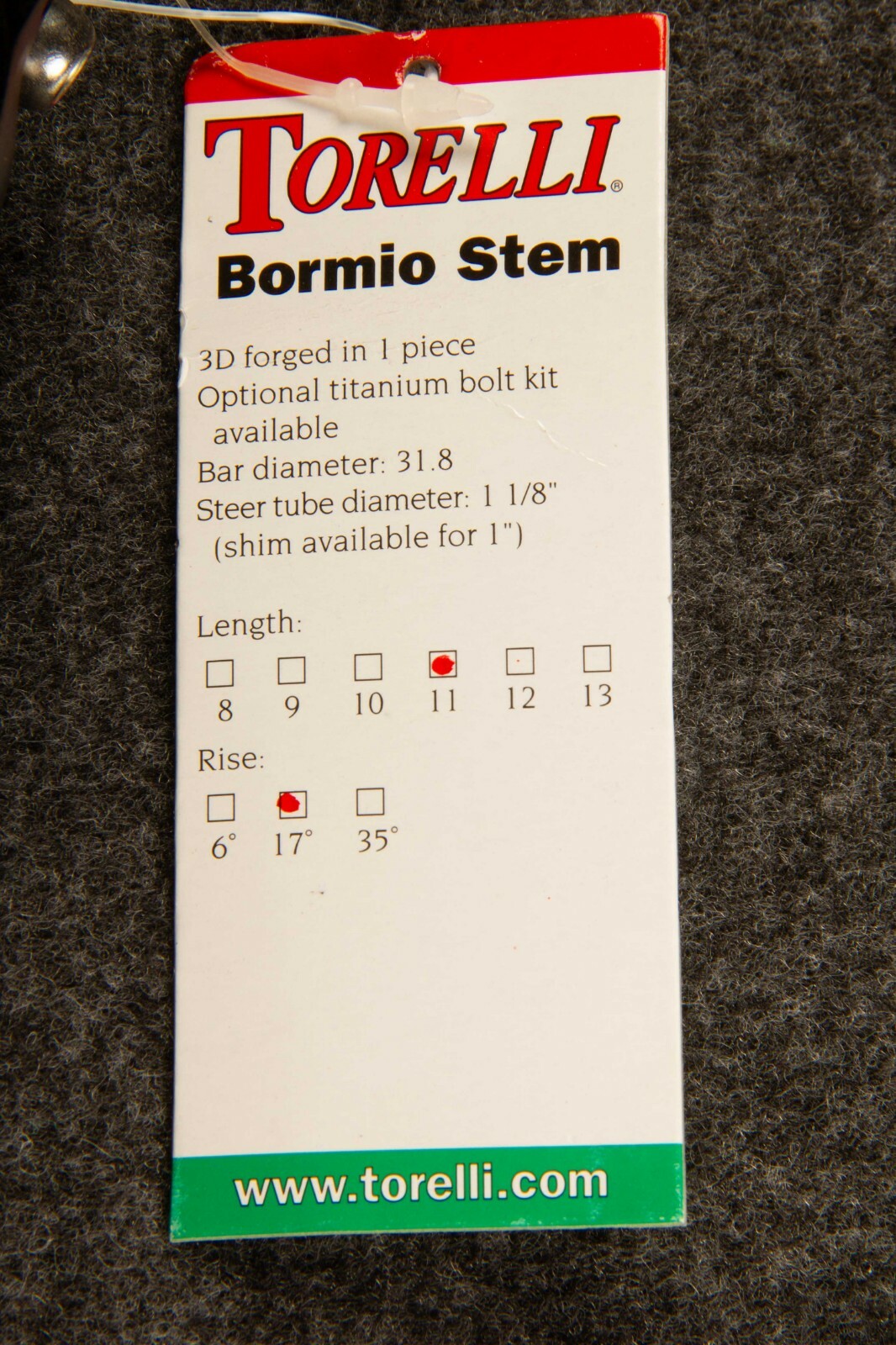 Torelli Bormio Stem – Black 31.8/17°/6000 series Alloy/11cm (110MM)