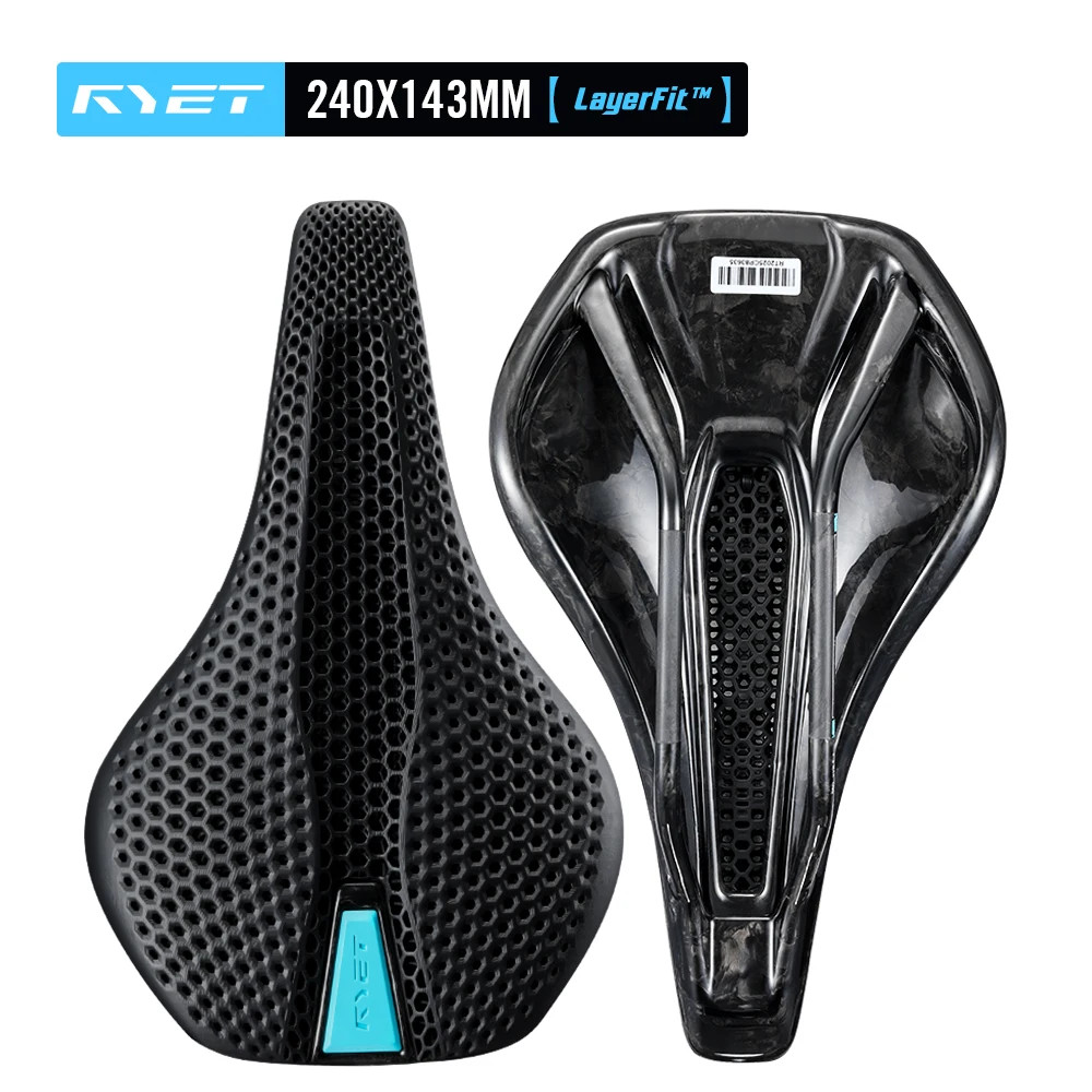 3D Printed Carbon Bike Saddle Carbon Rails 143/155MM for MTB Gravel Road Bike