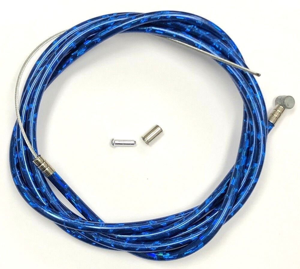 NEW BICYCLE BIKE BRAKE HOUSING 60″ + BRAKE CABLE 68″ METALLIC BLUE + FREE CAPS