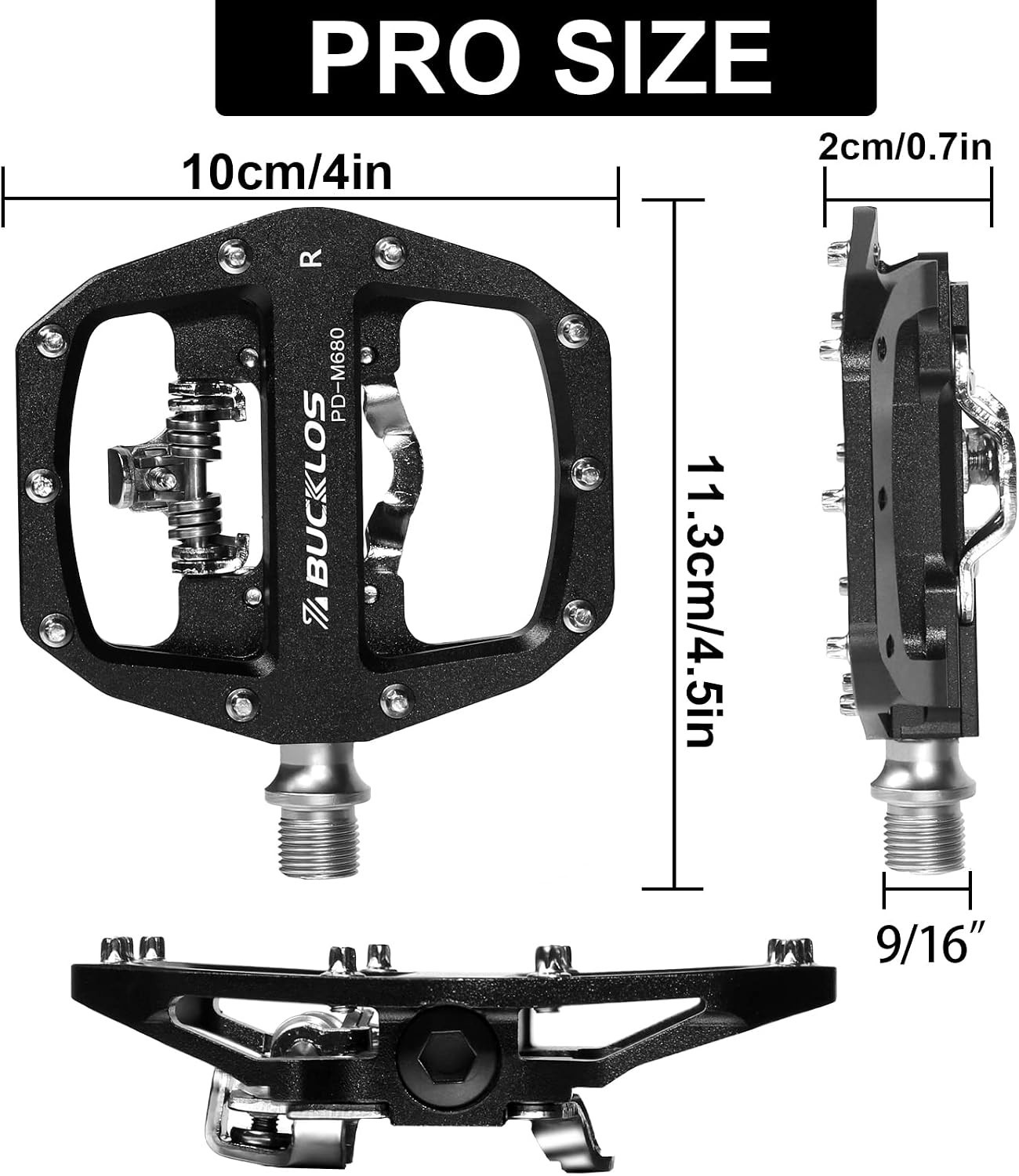 BUCKLOS for SPD Dual Pedals PD-M680 MTB Bike Flat&Clipless Bearing Mountain Road