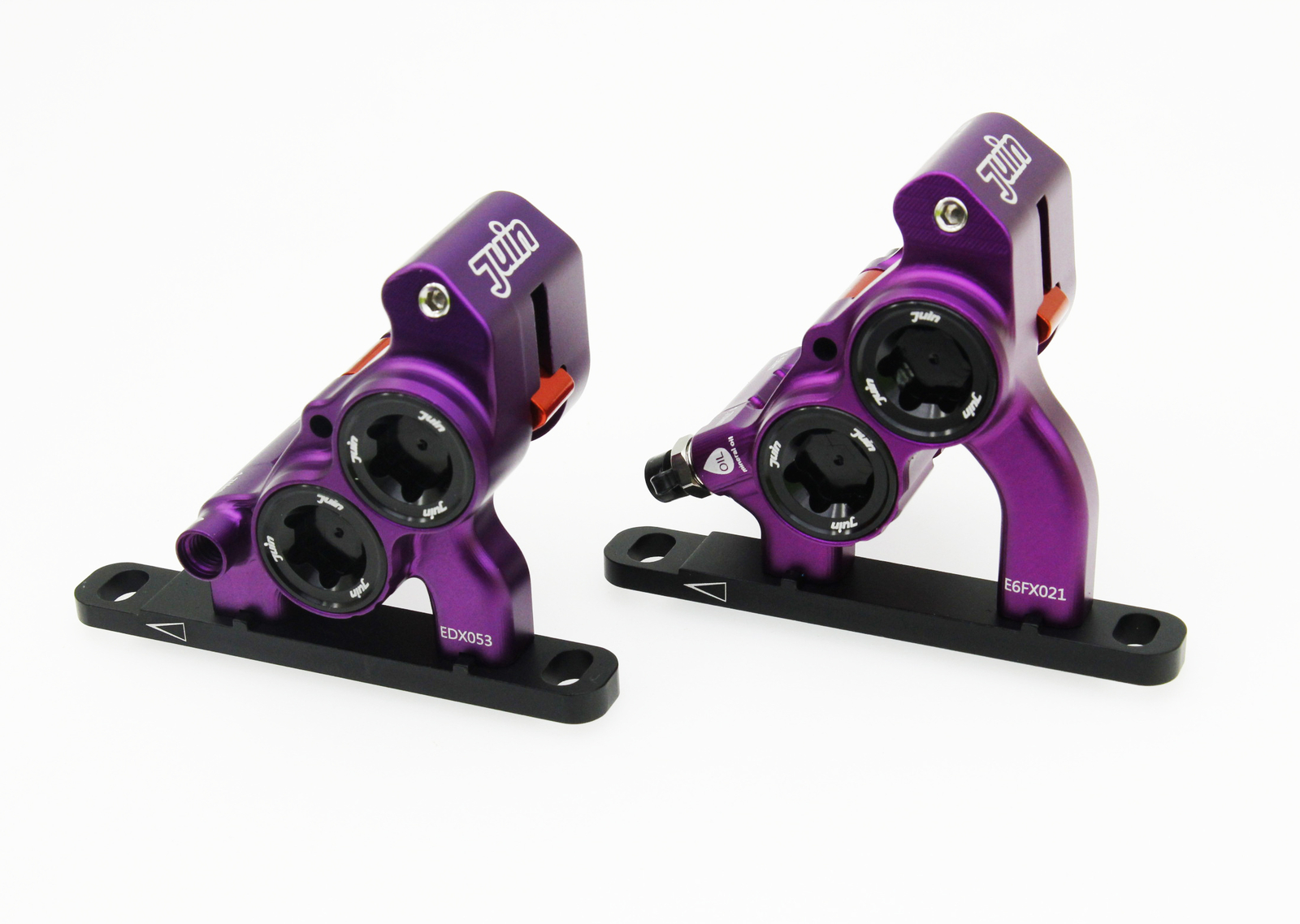 Purple Juin Tech ETF 4 Piston Flat Mount Brakes For Shimano Mineral Oil 160/140