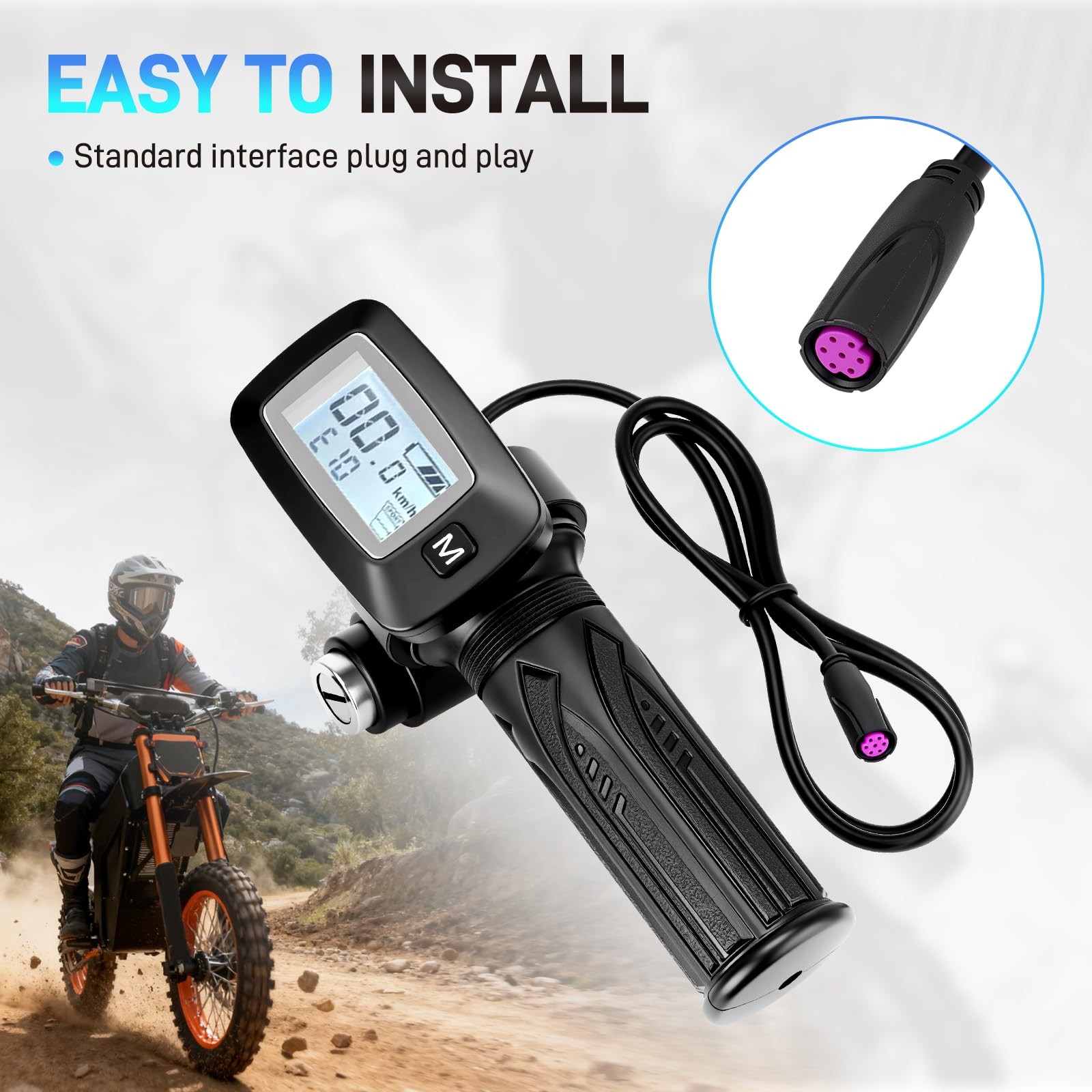 48V Ebike Speedometer Throttle with M Key Replacement for Tuttio Soleil 01