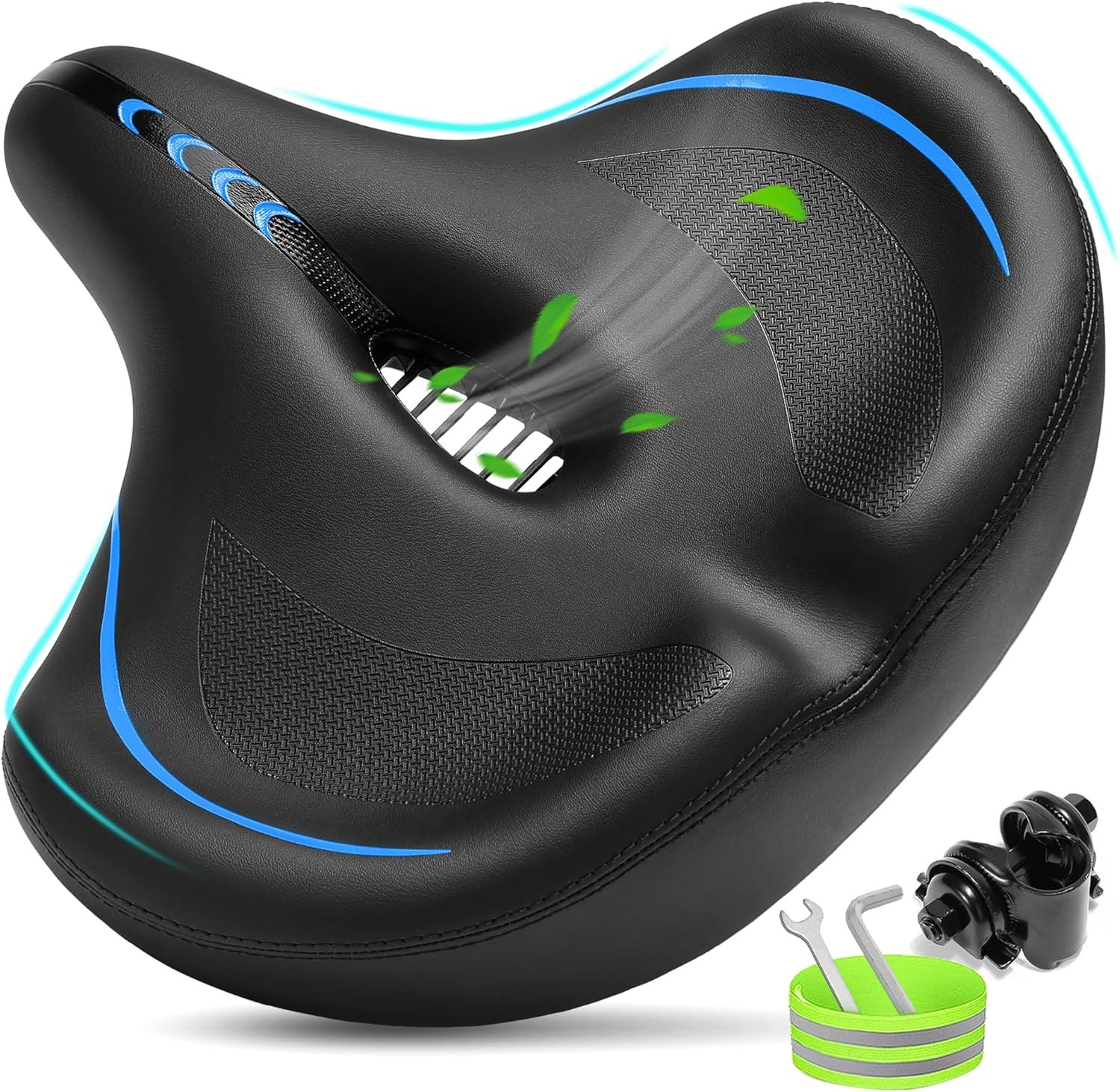 Oversized Bike Seat for Men & Women Comfort, Extra Wide Bicycle Seat Cushion, Co