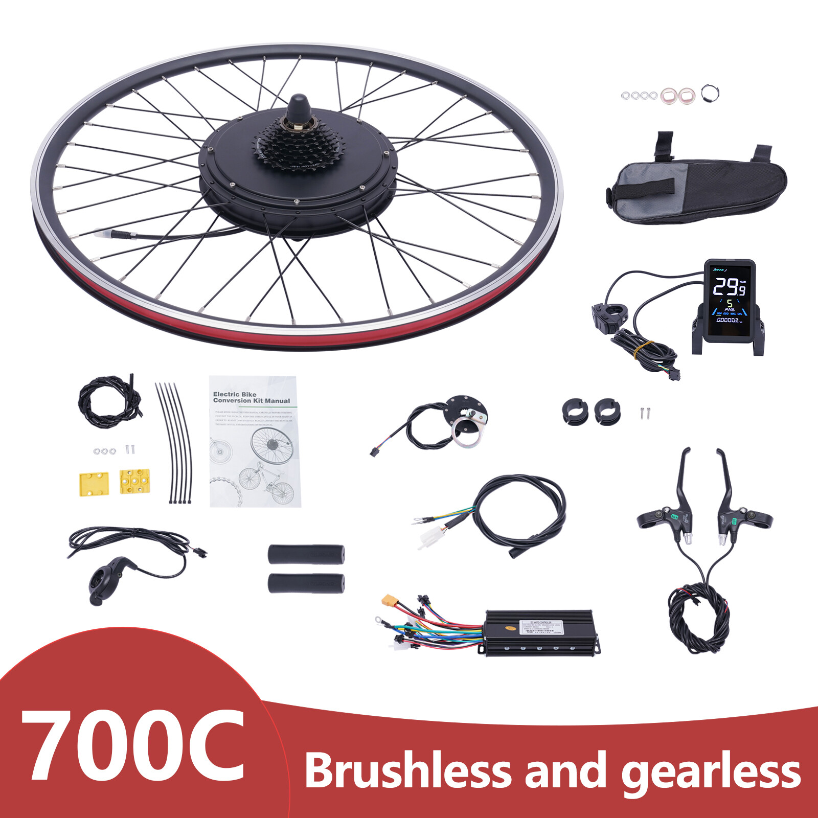 48V 1000W Electric Bike Motor Conversion Kit For 28/29 inch E-Bike Hub wheel