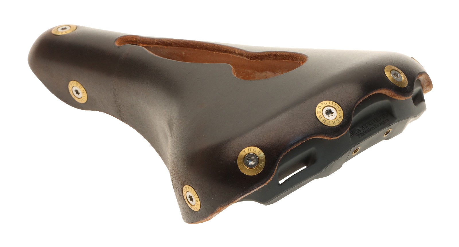 Gilles Berthoud Marie Blanque Open Saddle Steel Rails Leather Black NEW NOS