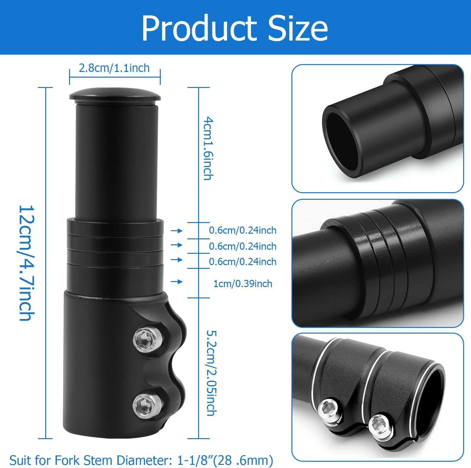 Mountain Bike Handlebar Front Fork Stem Riser Extender Extension Head Up Adaptor