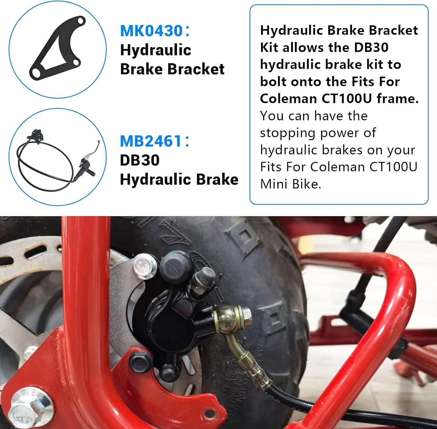Hydraulic Brake Bracket Kit for Coleman CT100U Mini Bike – Easy Installation