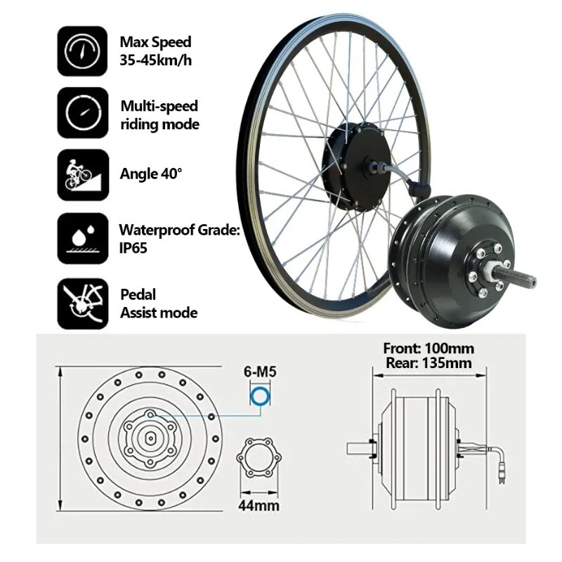 36V/48V 250W/350W/500W MTB E-bike Front/Rear Brushless Gear Hub High Speed Motor