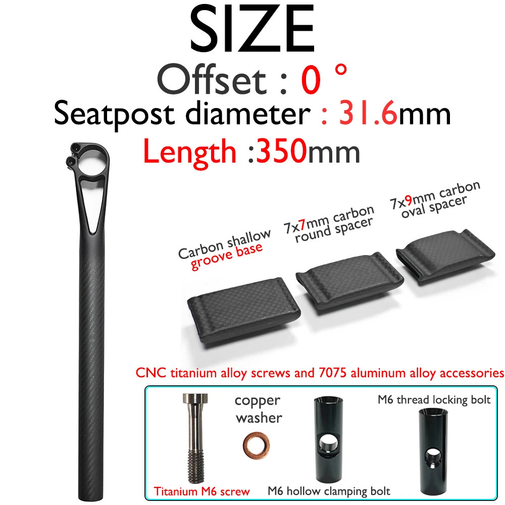 -0°/25° Fully Carbon Hollow Seat Tube Road Gravel Off-road MTB Bicycle Seatposts