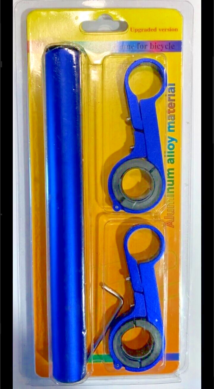 Bike Handlebar Extension Frame Aluminum Alloy 20cm Blue Mount Bracket New