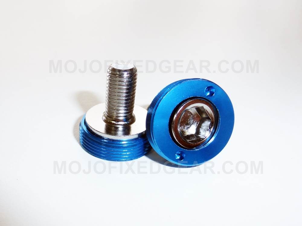Bottom Bracket Crank Bolts with Anodized Caps – M8 Square Taper Blue