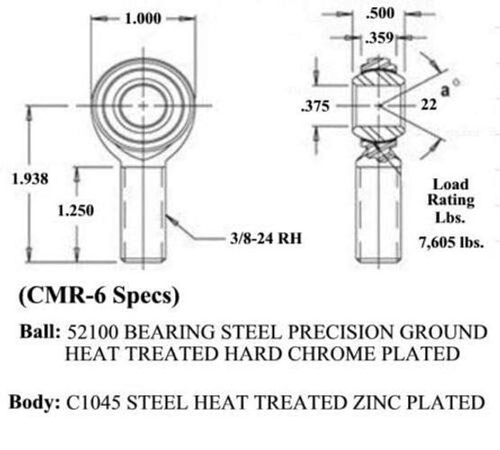 Panhard Bar Kit .058 Bungs Rod End Heim Joint LH + RH 3/8 x 3/8-24
