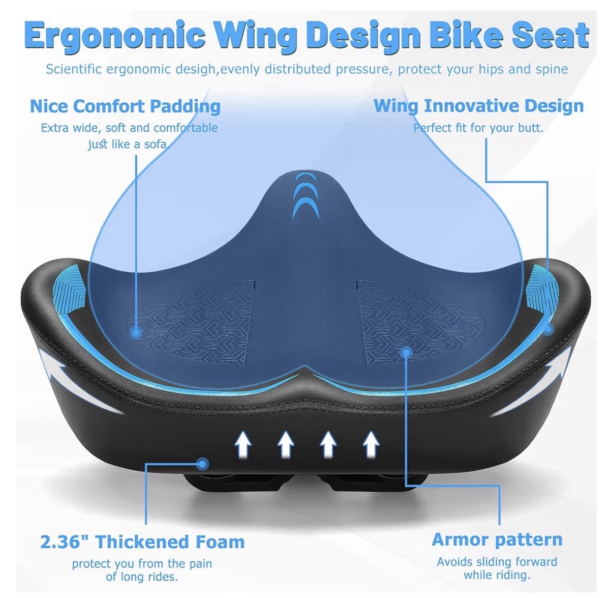 CDYWD Oversized Bike Seat for Men & Women Comfort, Extra Wide Bicycle Seat Cu…