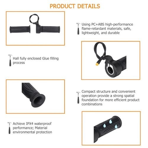 EBike Full Twist Throttle 3 Pin Waterproof 12V-72V Electric Scooter Accelerator