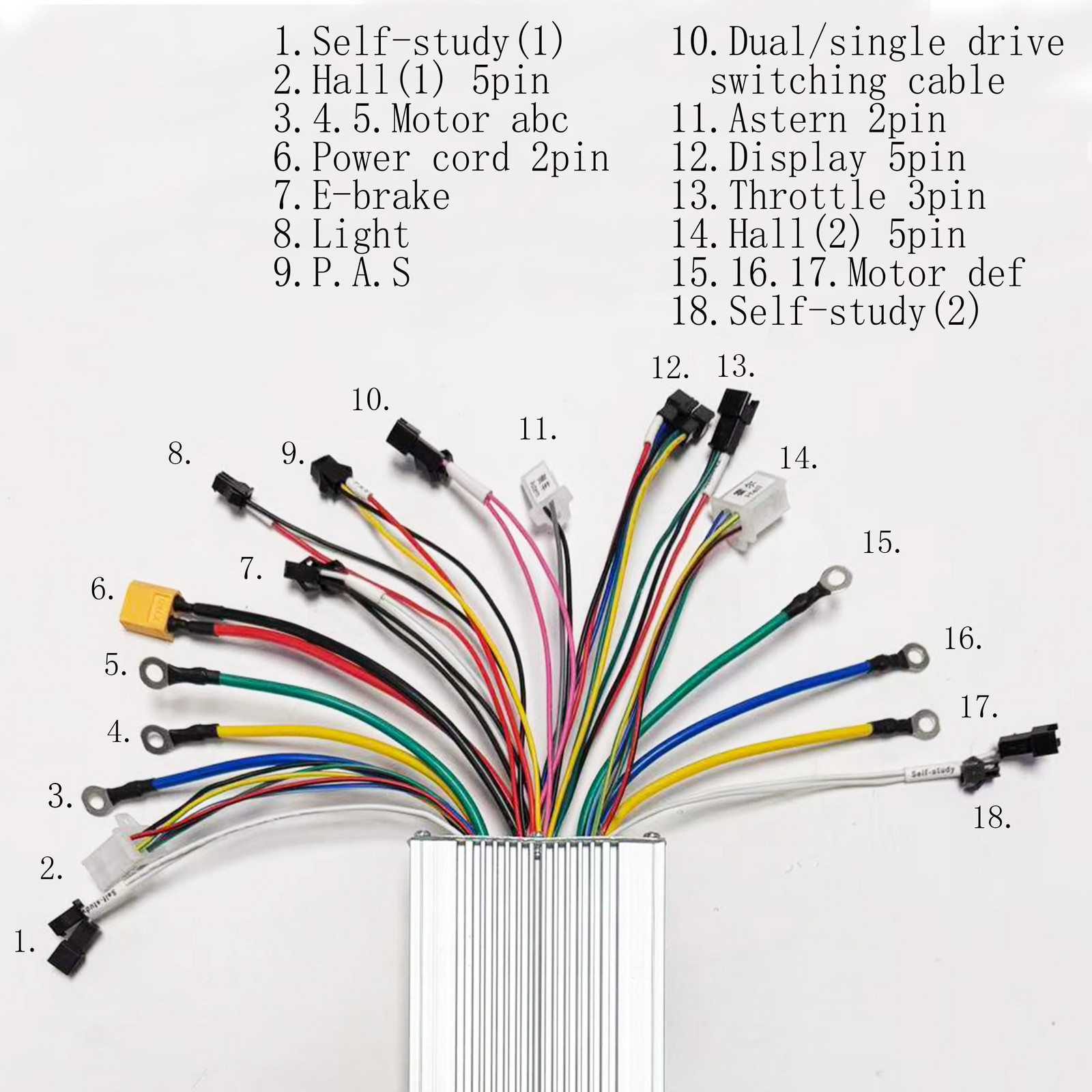 BLDC Controller 36V 48V 52V 60V 64V Sine Wave Dual Drive E-Bike Controller 350W-