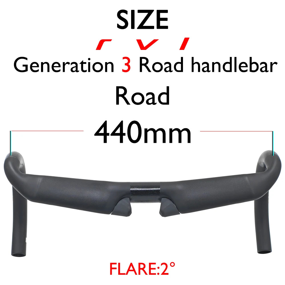 Carbon Fiber Road Gravel Cycling Handlebar Matte Black Diameter 31.8mm 380-440mm
