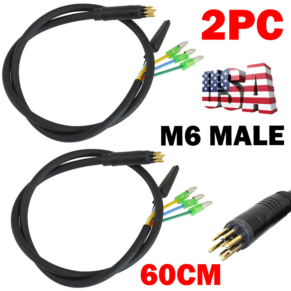 2PC E-bike Motor Extension Cable 9 Pin Male For Front Rear Wheel Hub Motors US