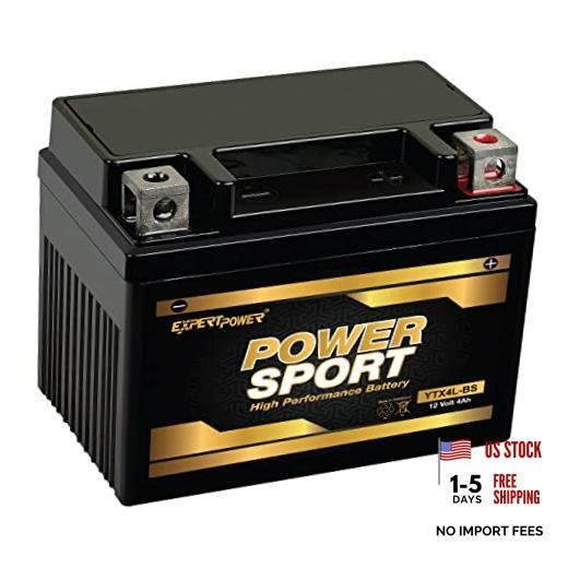 – AGM Motorcycle Battery 12V 4Ah for 50cc Scooter SA50 Elite LX, YTX4L-BS
