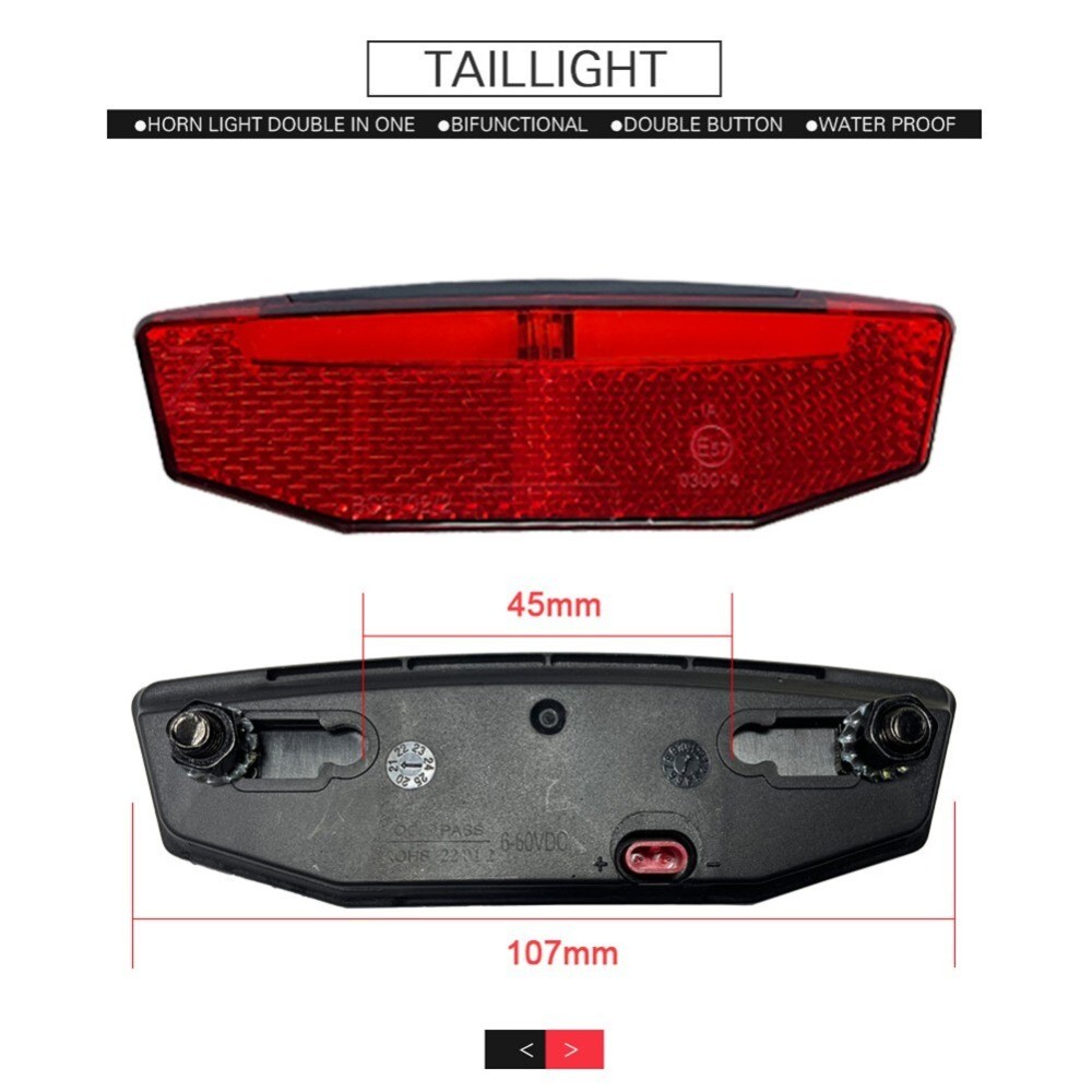 Electric Bike Light Ebike Headlight Tail Lights LED Brake Lamp Kit
