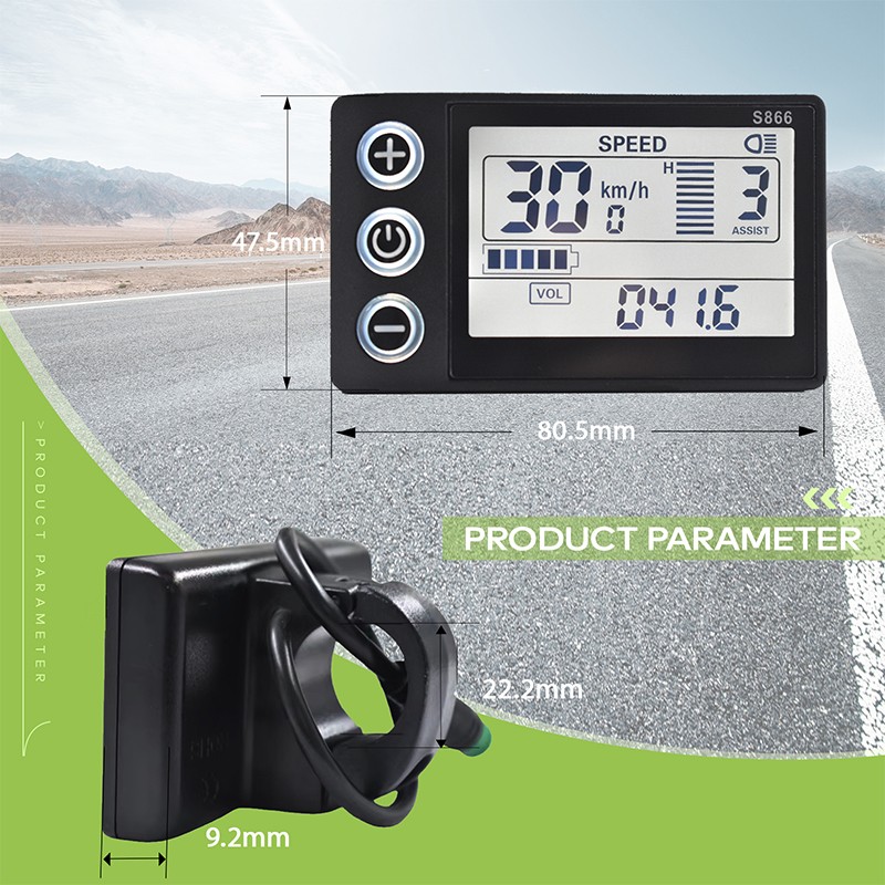 UART2 Digital Bike Speedometer Waterproof S866 LCD Display for Mountain Bicycles