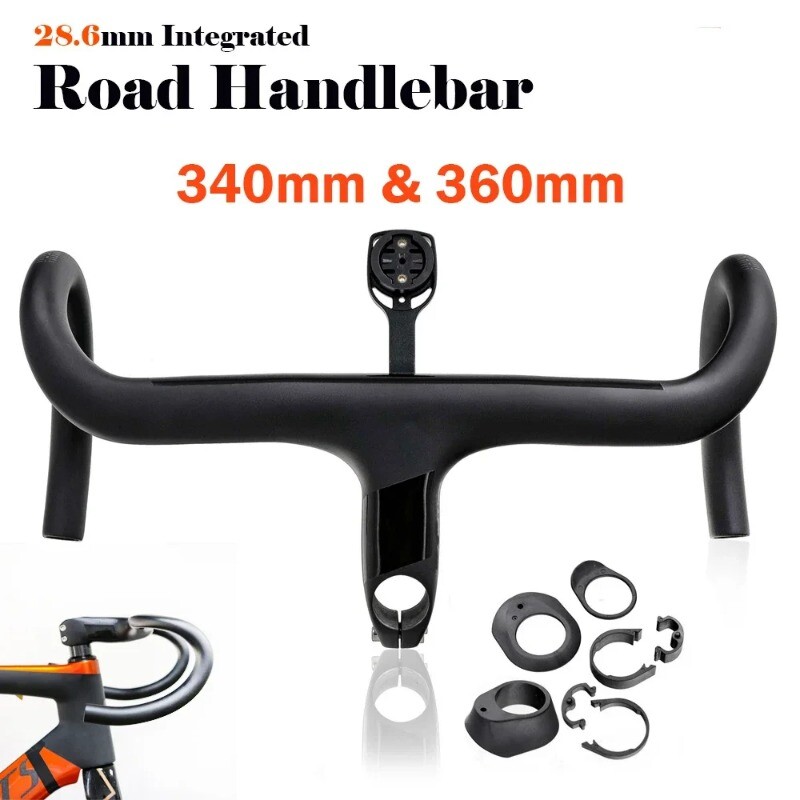 Carbon Road Bike Integrated Handlebar with Stem 28.6mm 340/360MM Include Spacers