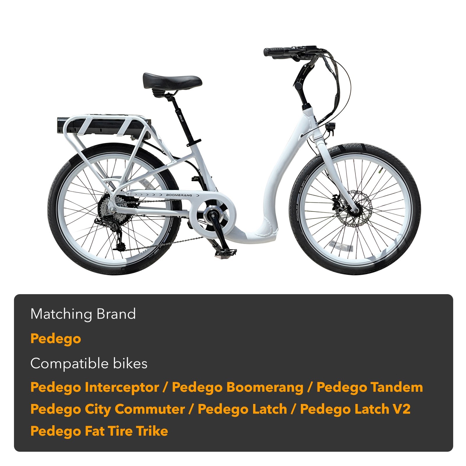 Electric Bike Battery 52V17.5Ah Pedego Boomerang City Commuter Interceptor Latch