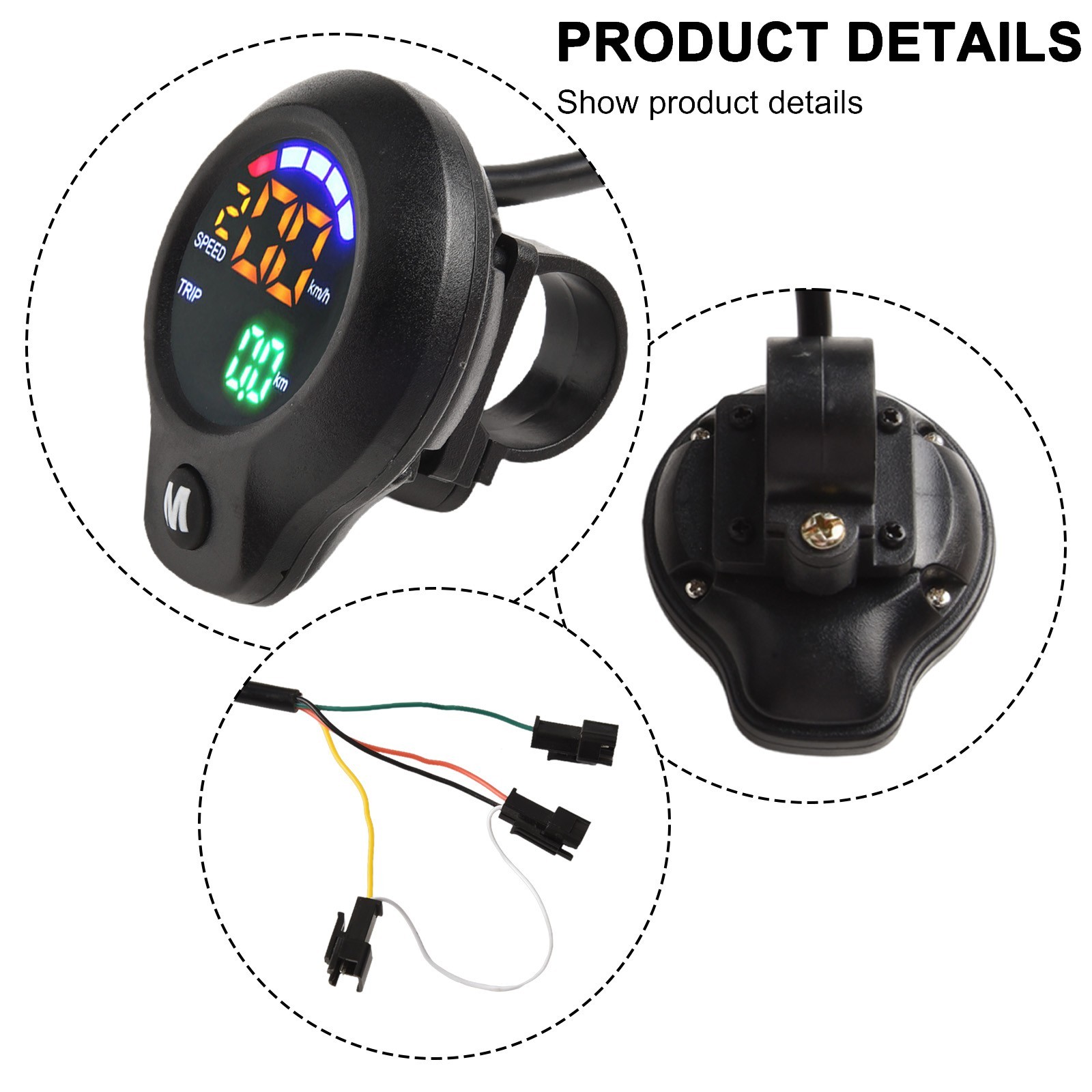 ABS Material Electric Scooter Speedometer with LCD Display and Mileage Tracking