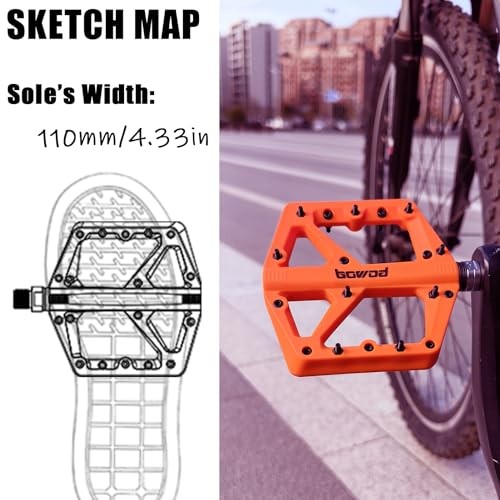MTB Pedals Large Mountain Bike Pedals, Lightweight Nylon Fiber Composite Red
