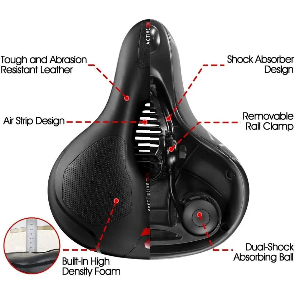 Comfort Bike Seat Cushion Soft Gel Extra Wide Big Bum Bicycle Saddle Pad Sporty