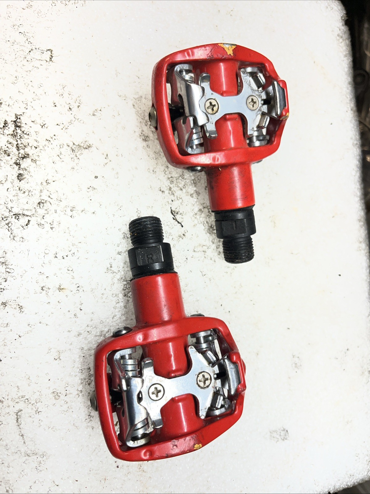 Wellgo Spd Clipless Pedals 9/16 Red Mtb Vintage