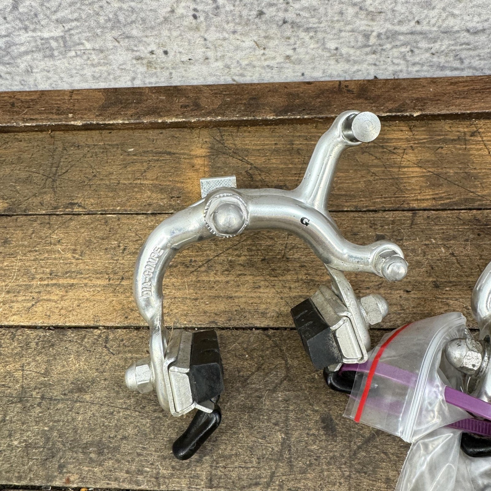 Vintage Dia Compe G Caliper Brakes Set Side Pull Silver Japan 80s 82 Front Rear