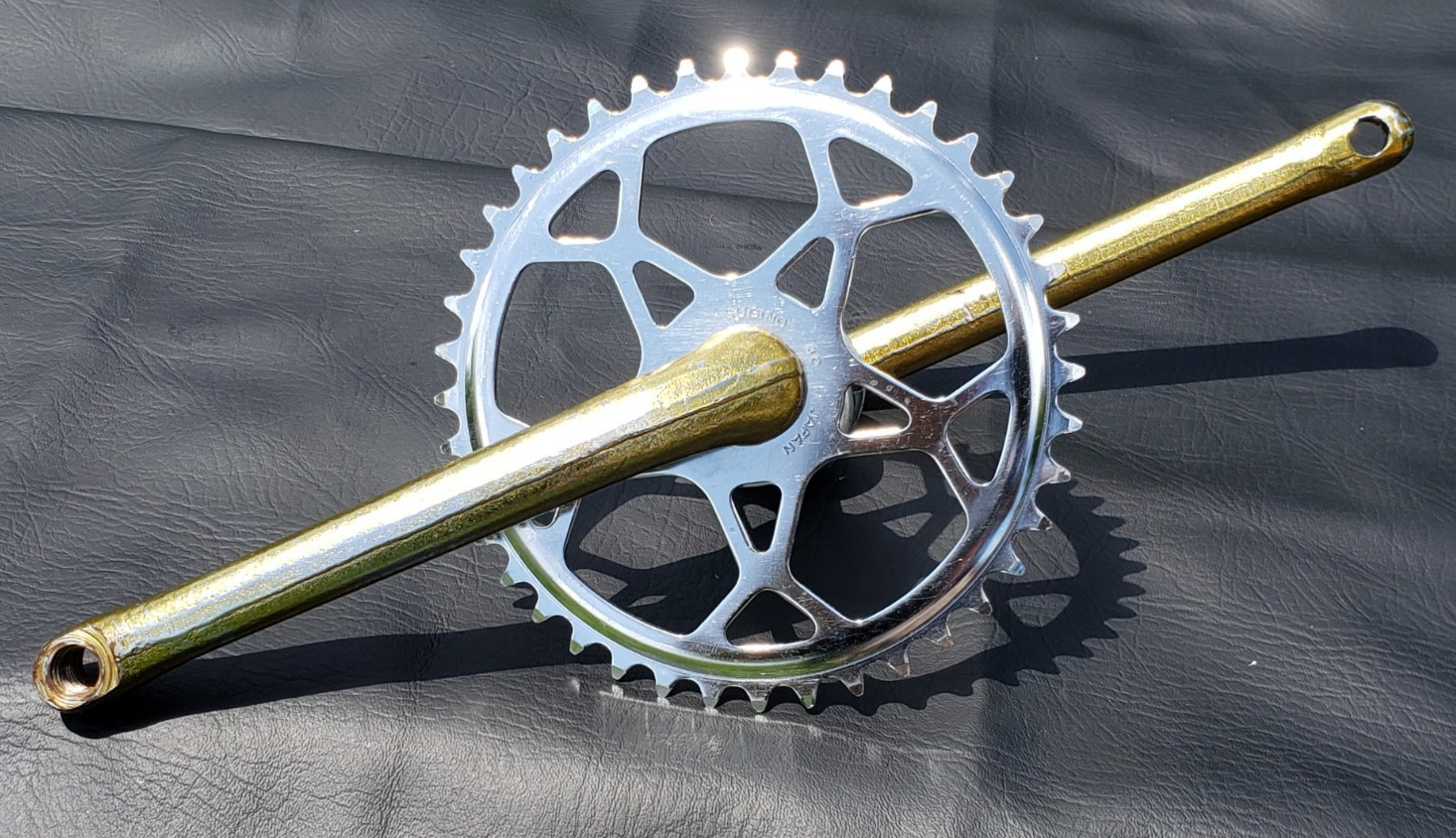 Nice! Old School Panda BMX Sugino Japan 178mm Gold Crankset 1981 40t Snowflake